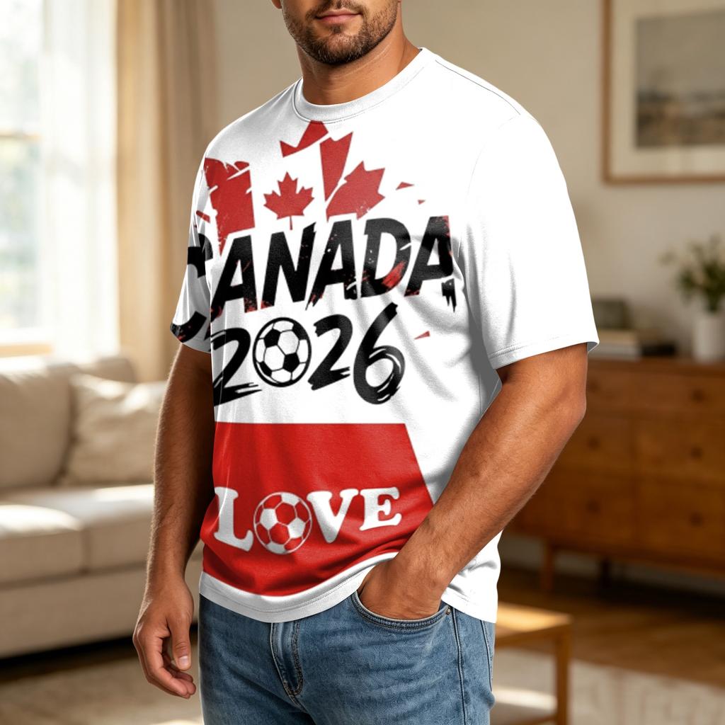Men's Large Size Casual Loose Fit Breathable T-Shirt Soccer Graphic Design Short Sleeve Comfortable Top for Everyday Wear