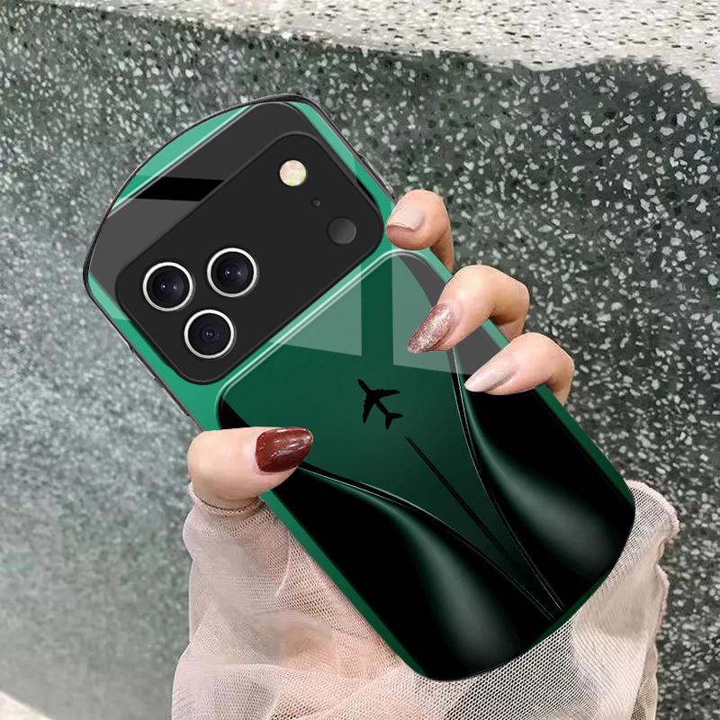 Aircraft in gradual flight For iPhone 17 16 15 14 Pro 13 Plus 12 mini 11 Pro Max XR X S 7 8 Elliptical Tempered Glass Phone Case