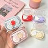Kawaii Checkered Bow Decor Contact Lens Holder Multicolor Mini Portable Daily Lens Care Case