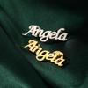 Stainless Steel Custom Name Letters Logo Brooch Personalized Nameplate Pins Badge Trendy Jewelry Gift for Women Men Kids