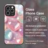 Stylish Pink Heart-Shaped Crystal Tempered Glass Phone Case for iPhone 17 16 Pro Max 15 14 13 12 11 Mini XS XR 7 8 14 Plus Cover