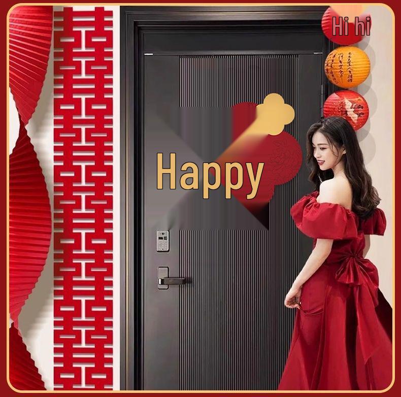 Double Happiness Wedding Room Decor Set - Dual-Sided Bedroom Stickers for a Blissful Atmosphere