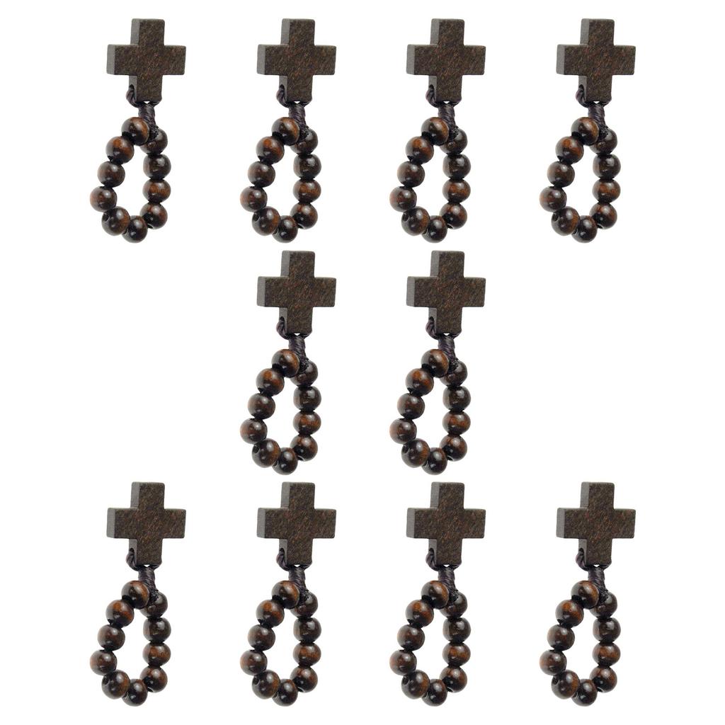 Classical Religious Finger Rosary Wood Beads with Crosses for Daily Wear or Gift for Spiritual Comfort Religious Gift