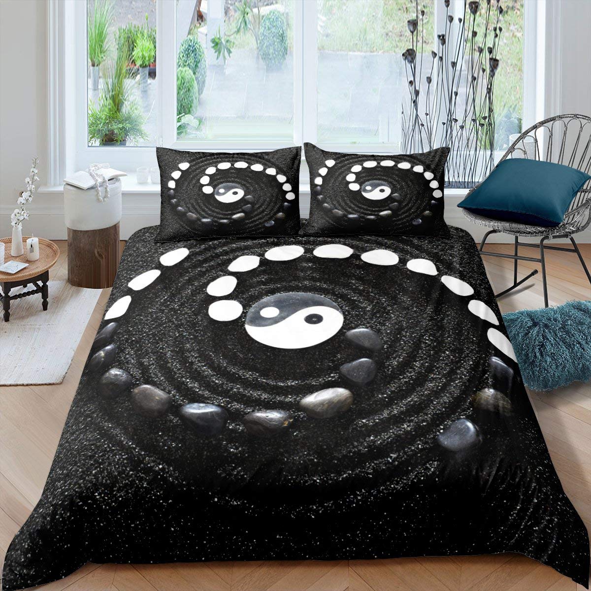 

Yin Yang Duvet Cover Sets For Kids Boys Girls Women Men Queen Lightweight Quilt Covers Boho Trippy Psychedelic Art Bedding Sets EU Single(135*200cm)3pcs