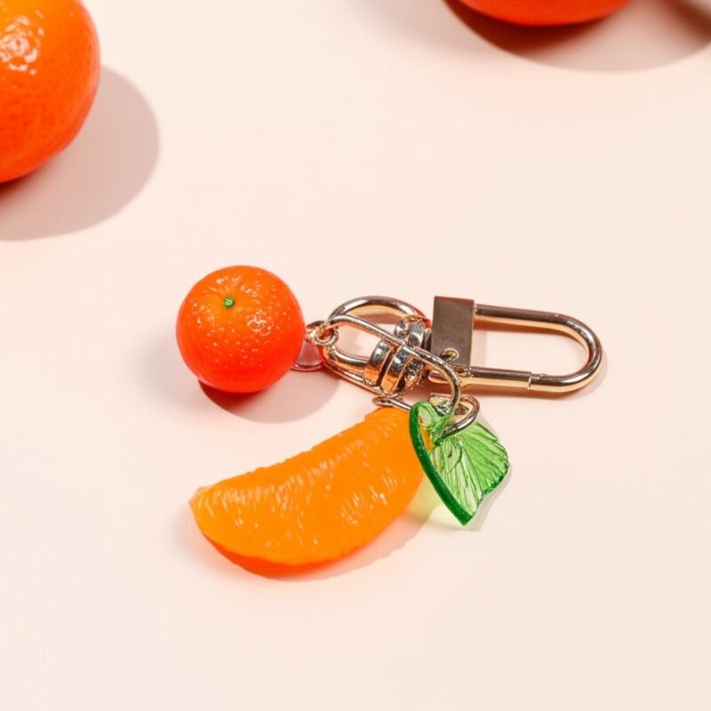 Tangerine Keychain Fruit Bag Backpack Keyring Friendship Couple Friend