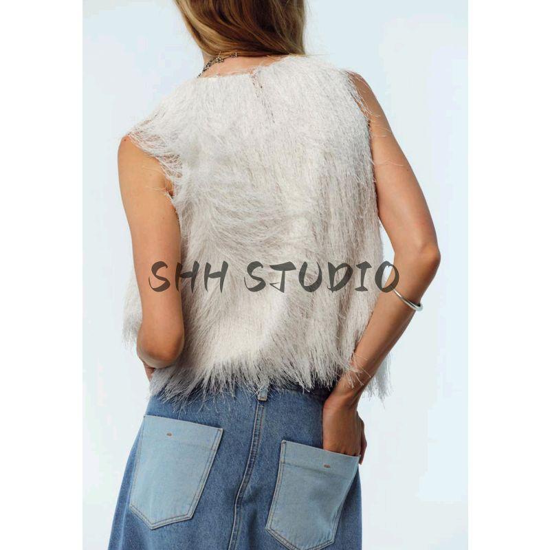 Summer New Product Women's Clothes French Style Design round Neck Decorated Tassel Short Sleeveless Sling Tops 8741056