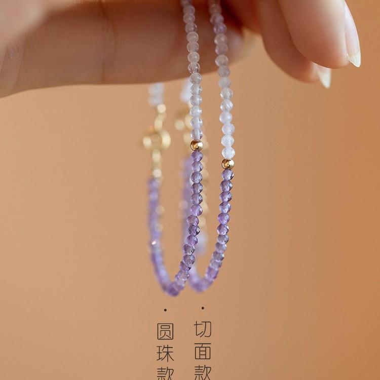 Successfully acquired the ultra-fine natural lavender amethyst bracelet2mm14k Non-fading gold beads, lucky vintage style for women