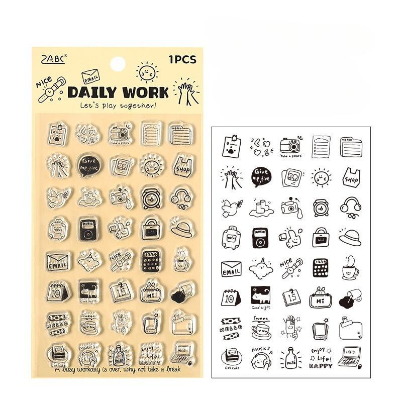 Kawaii Cartoon Silicone Scrapbook Stamp Cute Animal Snack Dessert Transparent Stamp DIY Decor Journaling Background Stamp