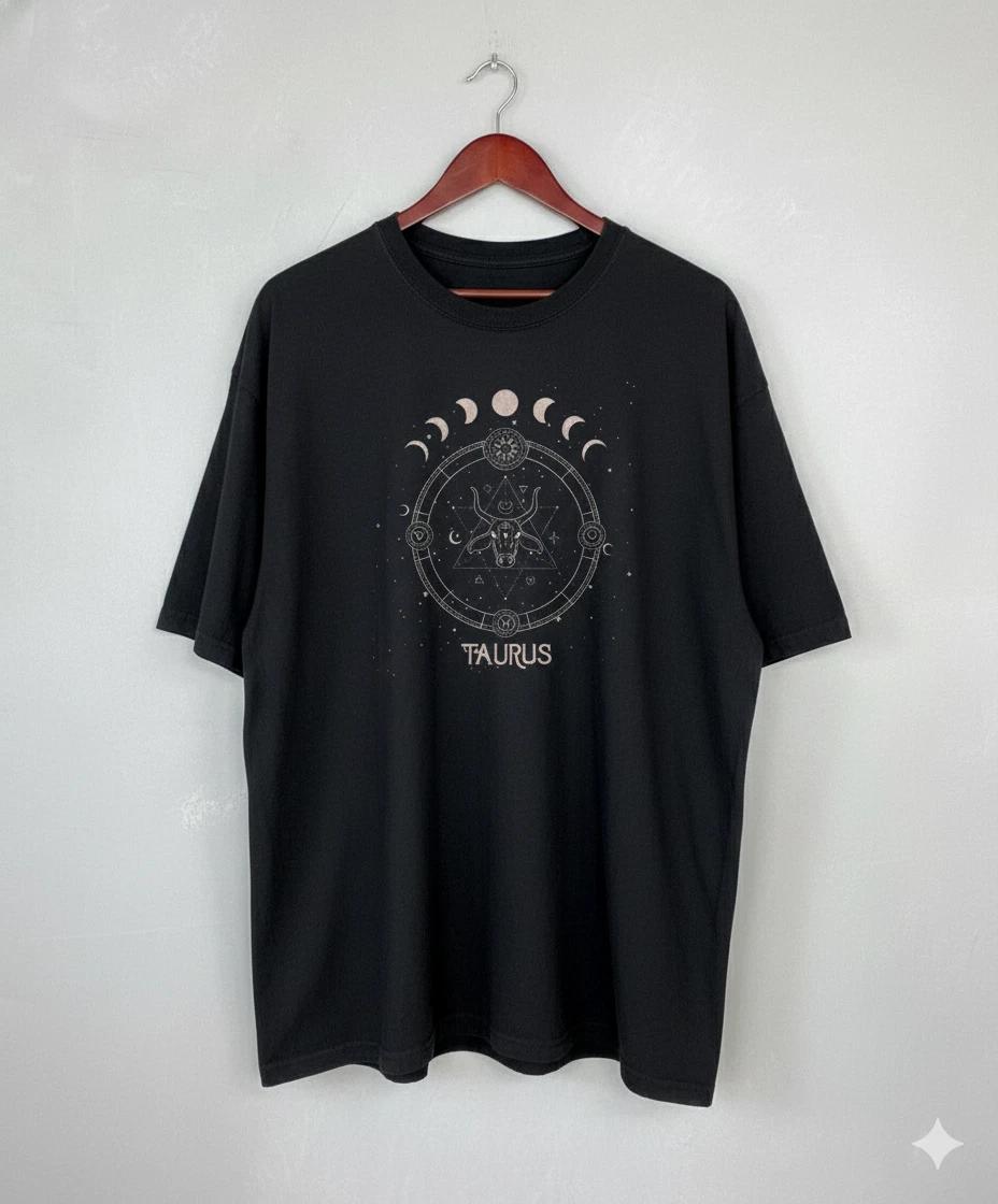 Unisex Adult Casual Graphic Taurus Zodiac Graphic T-Shirt Astrology... XXL