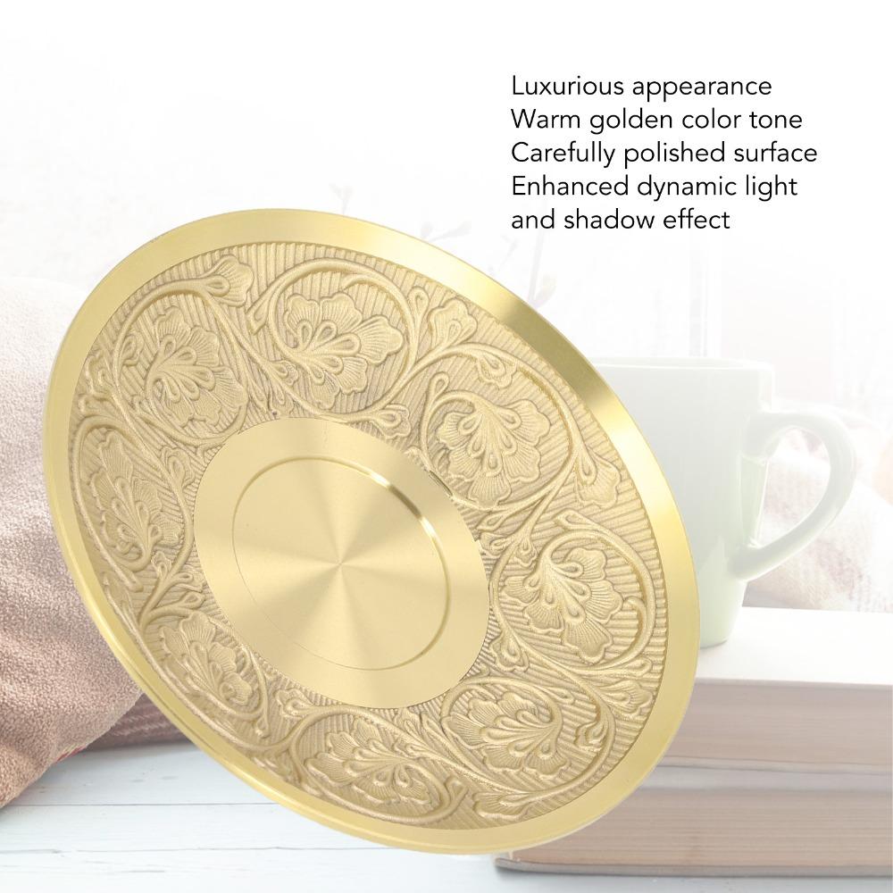 Brass Coffee Cup Saucer Fine Polished Ornamental Plate Saucers Storage Display Tray Home Decor