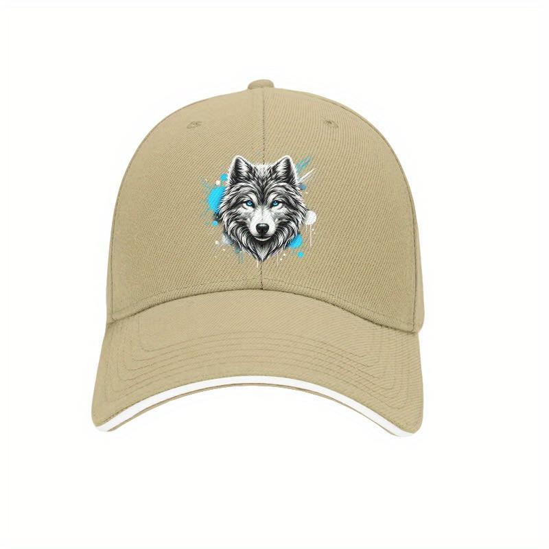 Wolf Graphic Print Baseball Cap Cotton Adjustable Casual Outdoor Sun Protection Dad Hat Unisex