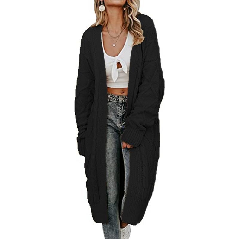 Womens Oversized Knit Cardigan Sweater Long Sleeve V-Neck Loose Fit Chunky Cable Winter Coat