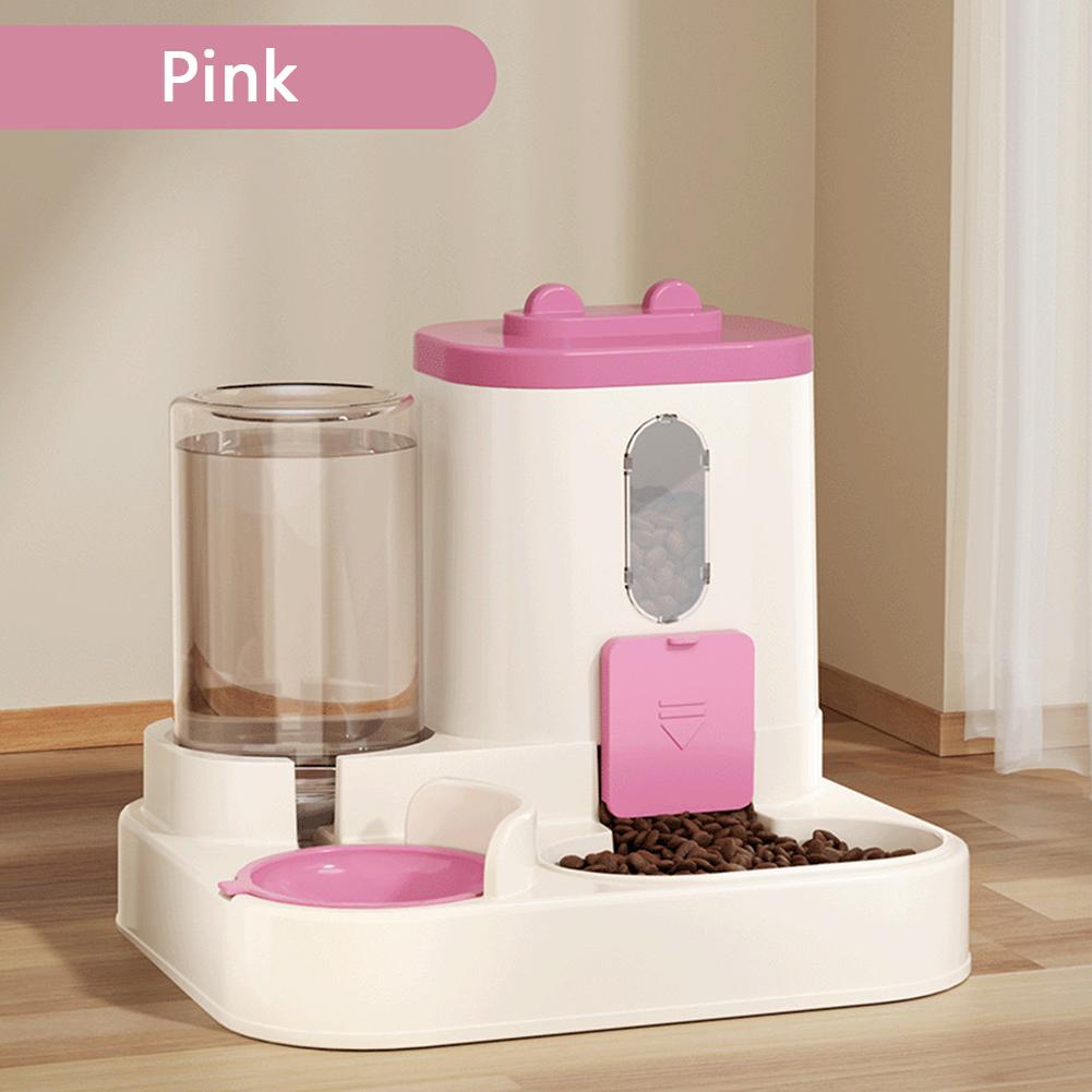 

Автоматическая кормушка и поилка для кошек 2-в-1 Умная гравитационная миска-кормушка Легко чистить Кормушка для питомцев для дома и путешествий Решение для кормления нескольких питомцев розовый
