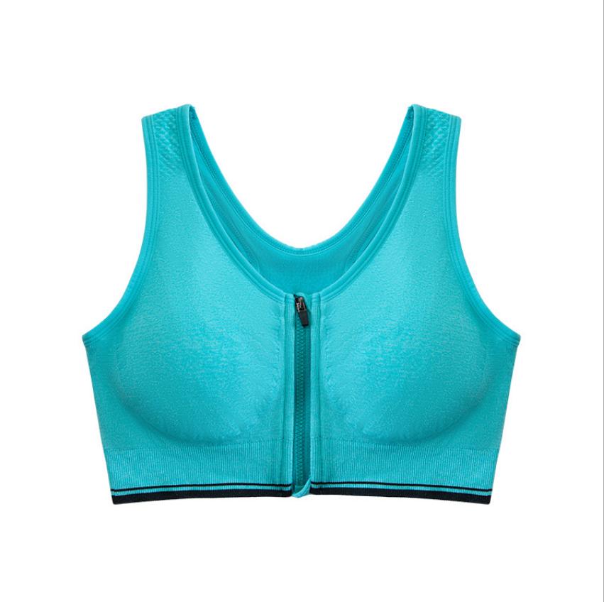 

Sports Yoga Bra Front Zipper Top Fitness Push up Gym Running Shockproof Shirt Workout Fast Dry Vest L зелений