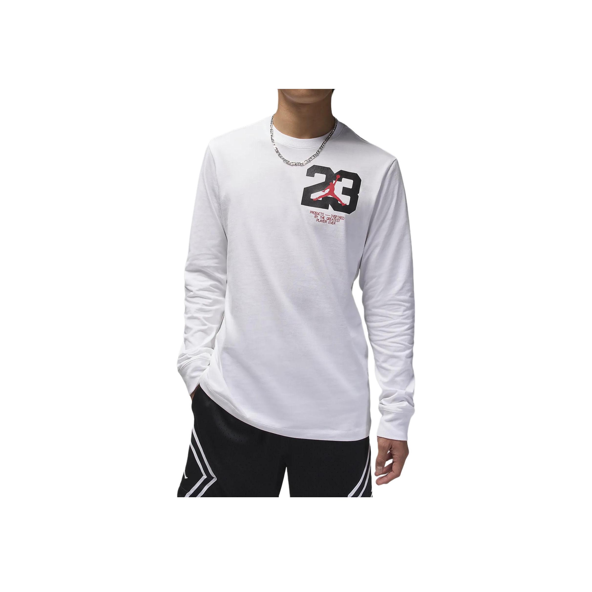 

Jordan Logo Graphic Outdoor Casual Sports Crew Neck Long Sleeve T-Shirt Men Tops White FZ1981-100 XXL