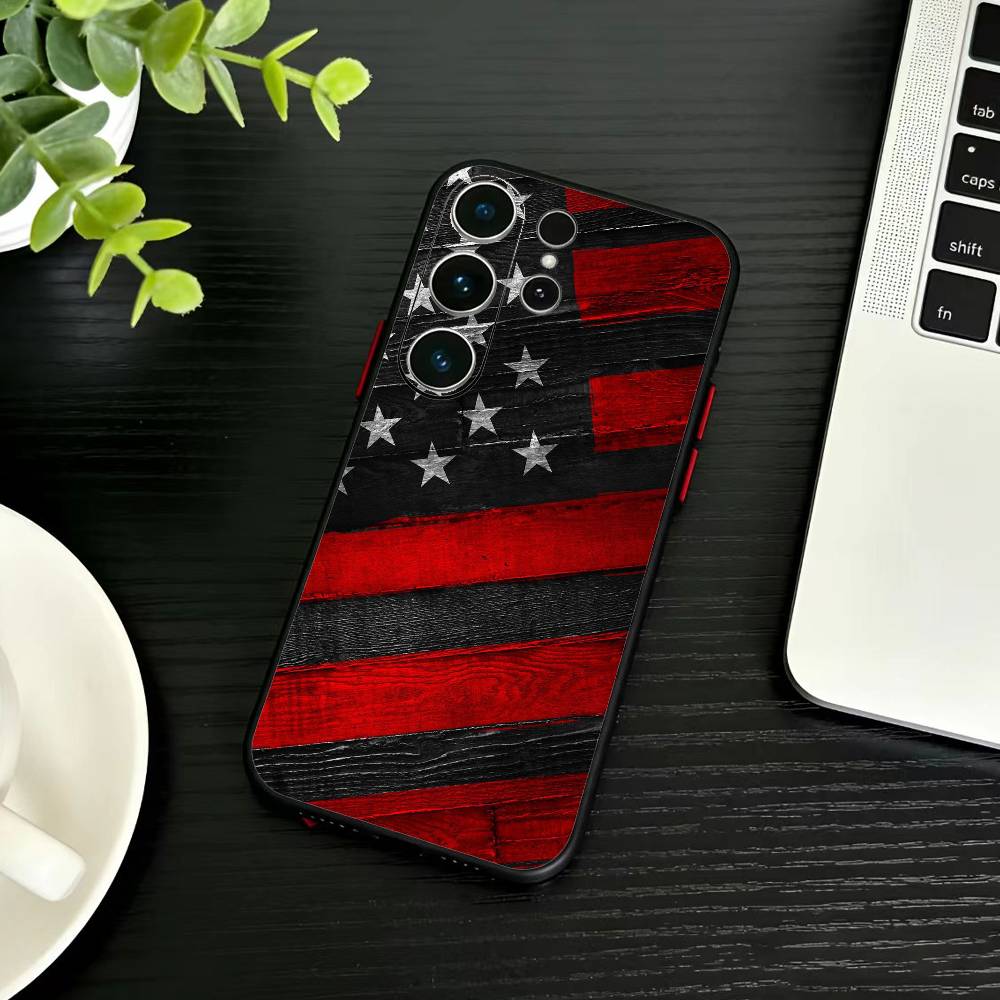Statue Liberty America USA Flag Phone Case For Samsung S26,S25,S24,S23,S22,S21,S20,Ultra,Plus,FE Black Soft Cover