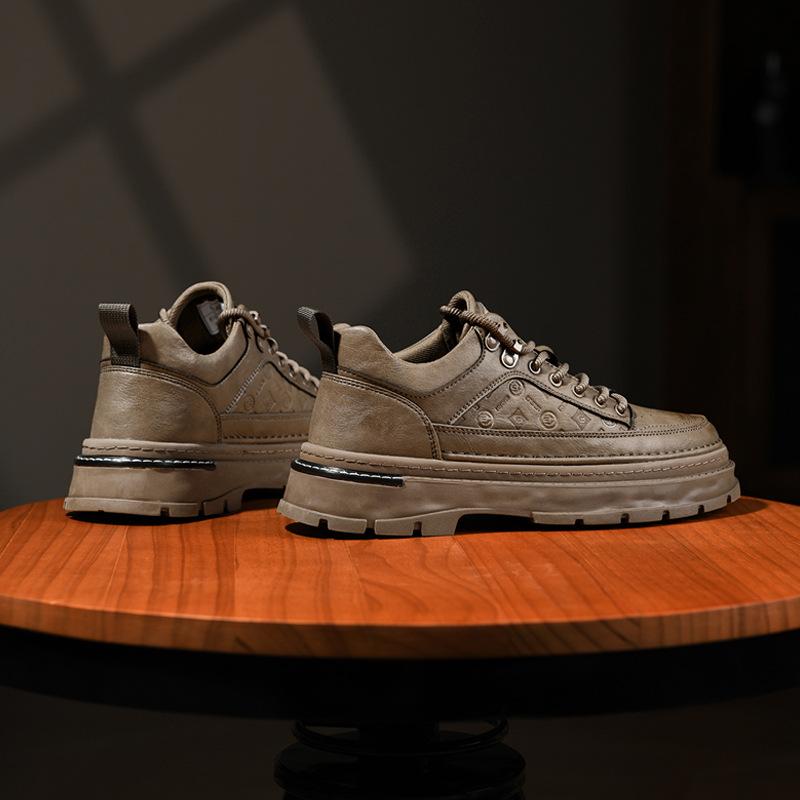 Winter Casual Leather Shoes British Trend Mid-Help Tooling Board Shoes Platform Men'S Martin Boots