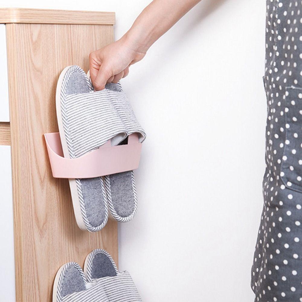Self Adhesive Slippers Rack Wall Mounted Shoe Drying Rack Simple Shoes Hanger  Home