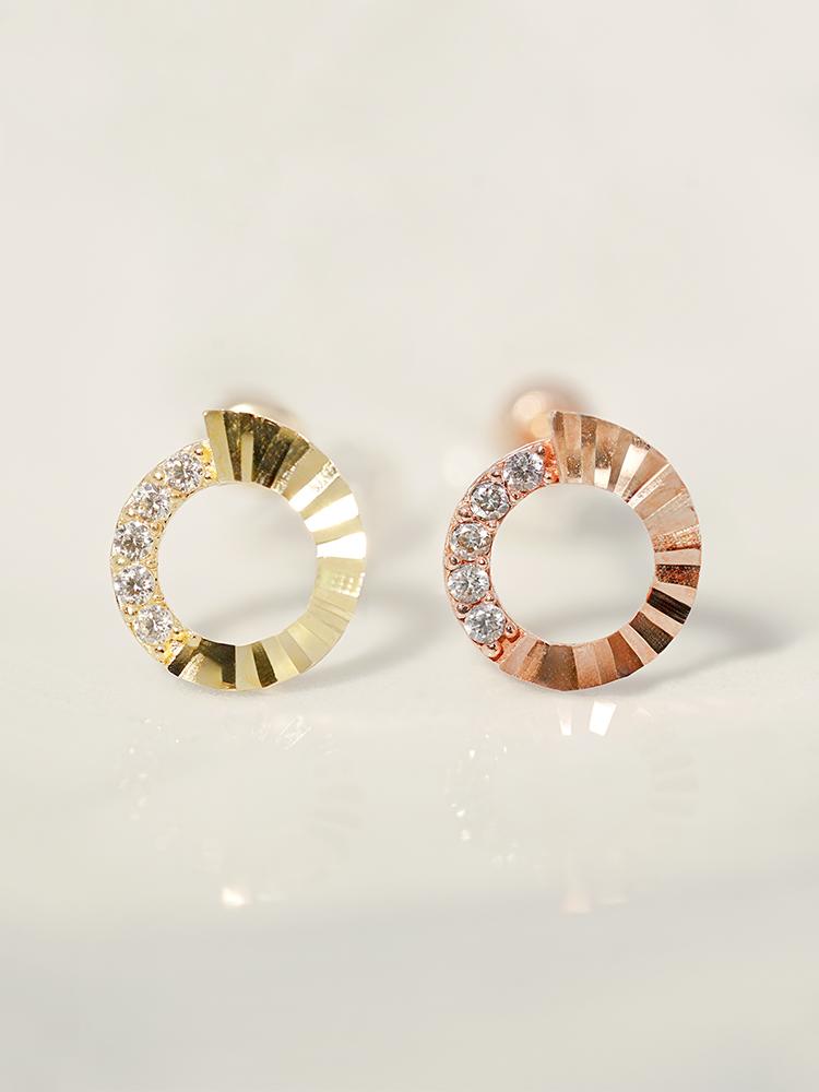 Minimalpiercing 14K Jackpot Round Cut Cubic Piercing Earrings