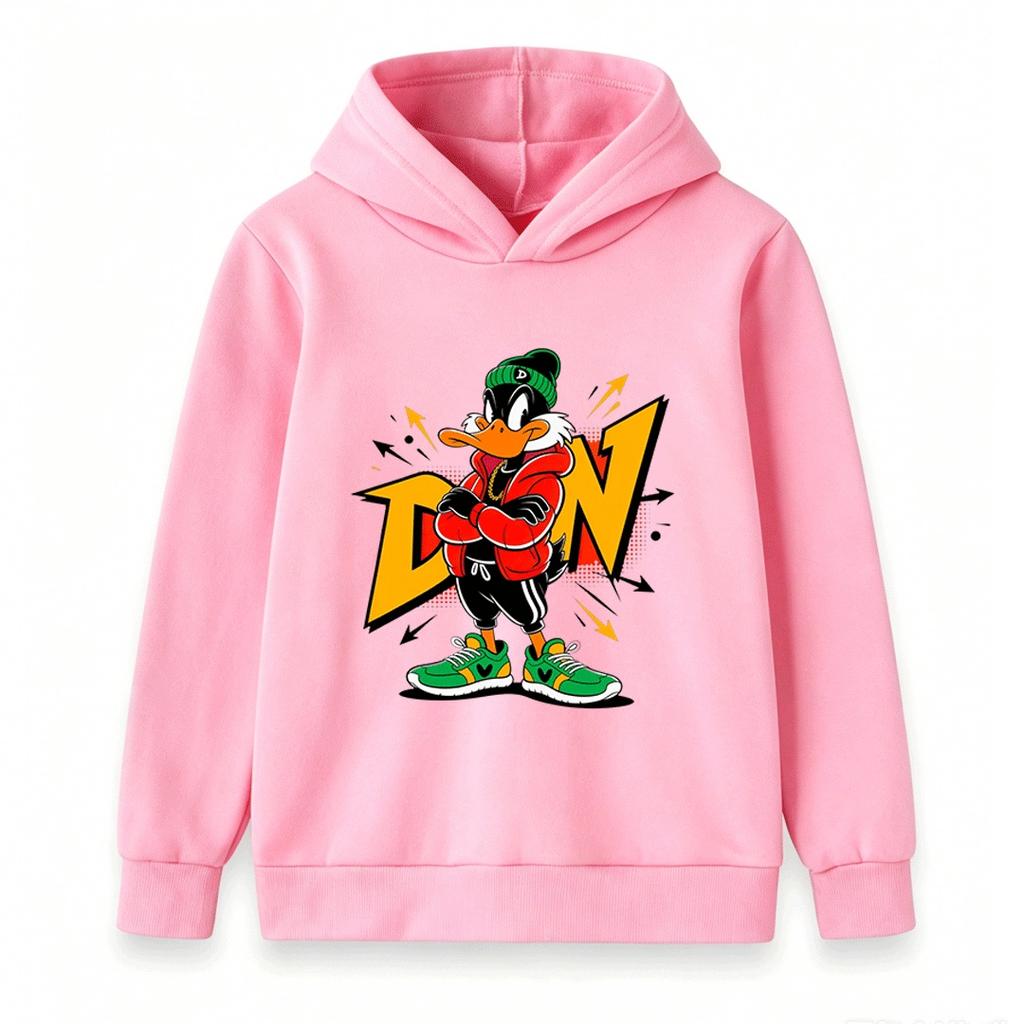 Kids Boys Girls Pullover Hoodie, Cartoon Cool Duck Printed Casual Soft Long Sleeve Hooded Sweatshirt for Daily Wear