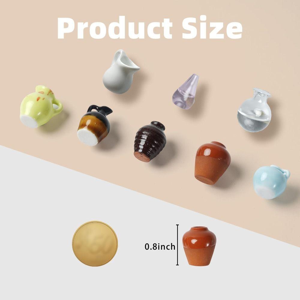 8Pcs Excluding Plants Vase Fridge Stickers Resin Mini Plant Vase Simulation Flower Vase  Gift