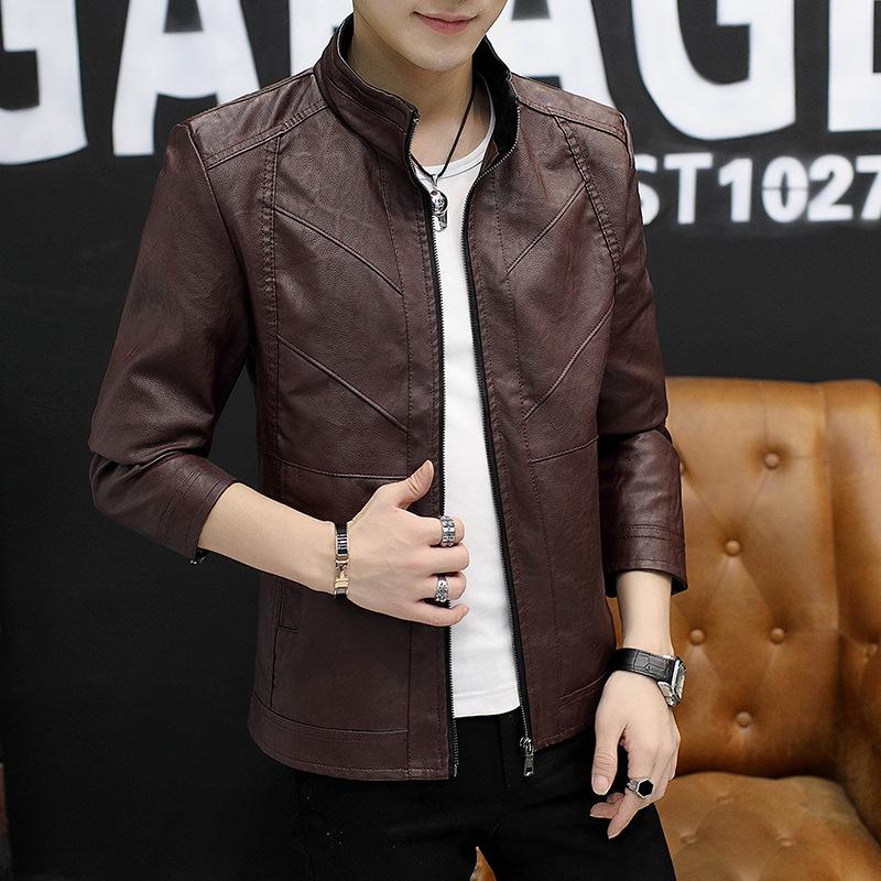 Осень и зима новое кожаное мужское пальто корейская версия тренда тонкий красивый — фото 3