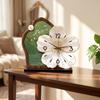 Relógio de Flores Silencioso Decorativo com Base Estilo Antigo para Escritório, Hall de Entrada