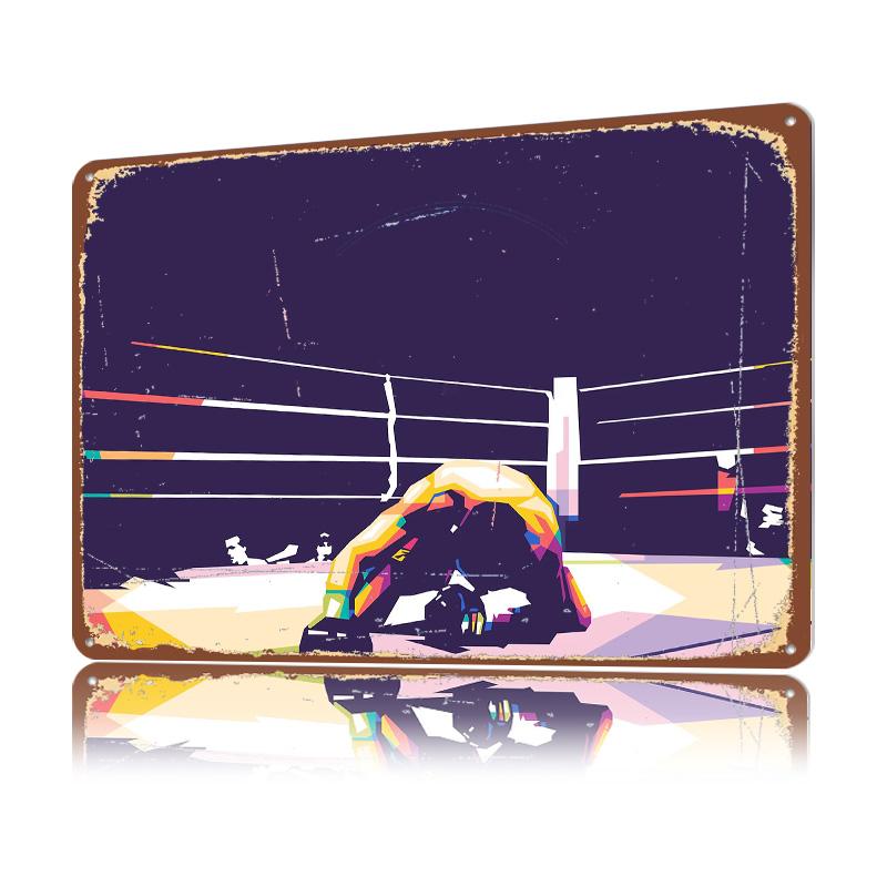 WPAP Boxing Ring Popart D Texture Printed Poster Custom Vintage Metal Tin Plate Sign for Wall Art Home Decoration Ornaments