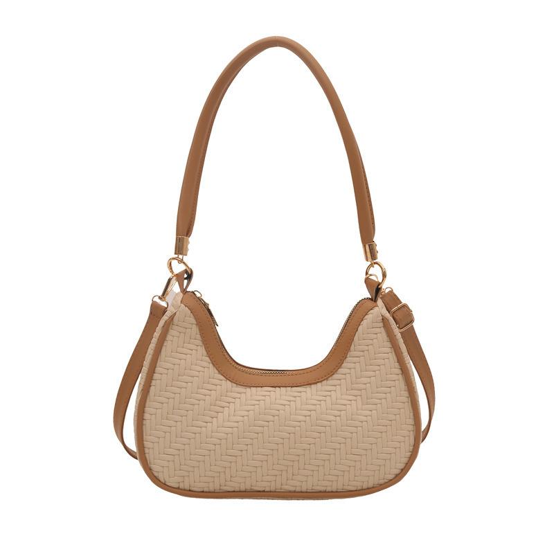 Niche Design Simple Woven Shoulder Underarm Bag Women's 2025 Summer New Versatile Messenger Dumpling Bag