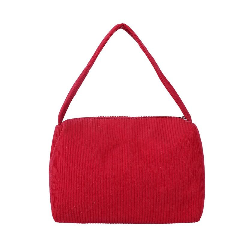 Casual solid color handbag New corduroy large-capacity pillow bag Strip fleece design single shoulder oblique span bag