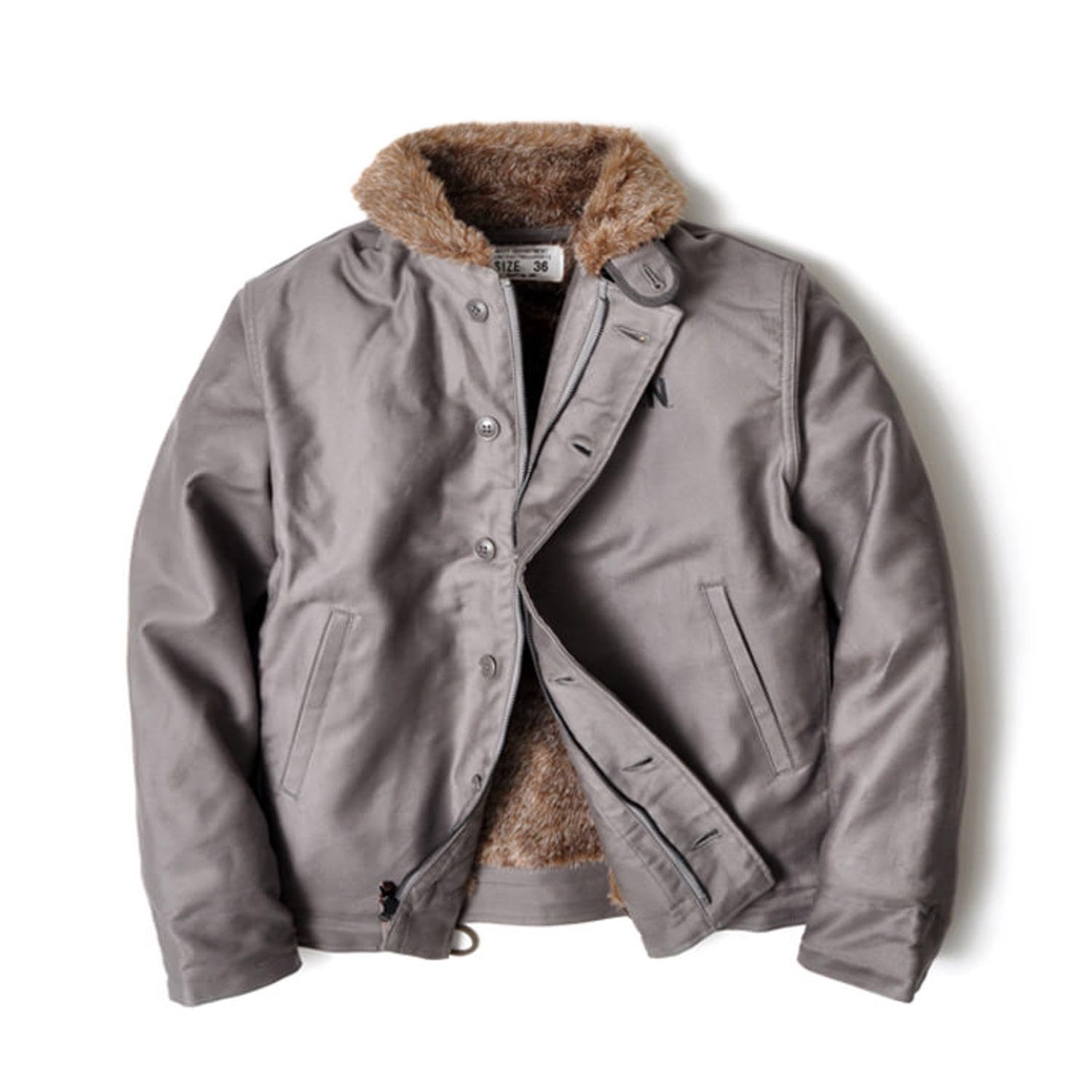 

Палубна куртка Військова куртка у великому розмірі Боа Американська коротка [Х юстон] N-1 Чоловіча (Зроблено в Японії, Розмір, Підкладка, Повсякденний, Верхній одяг, Довжина) (Розмір XS, Сірий) сірий колір