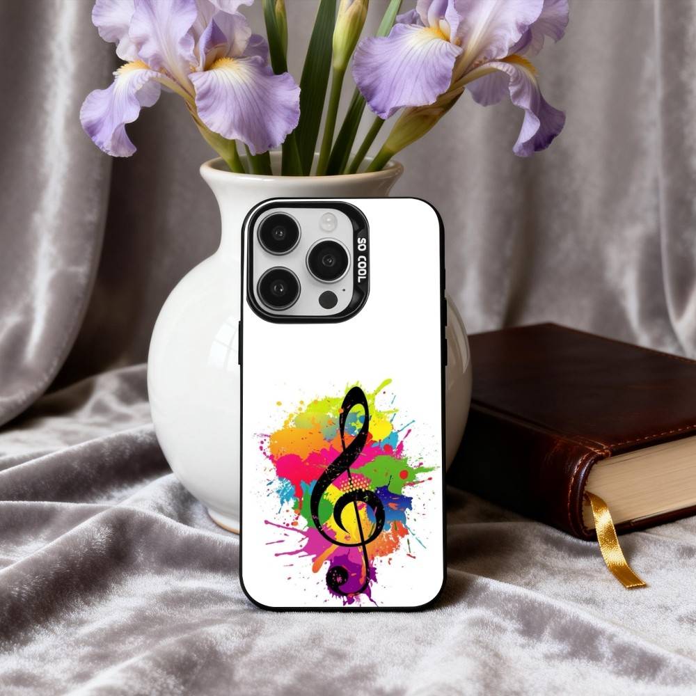 M-Music Art T-Treble Clef Phone Case For iPhone17,16,15,14,13,12,11 Plus,Pro Max Black Candy silver phone case