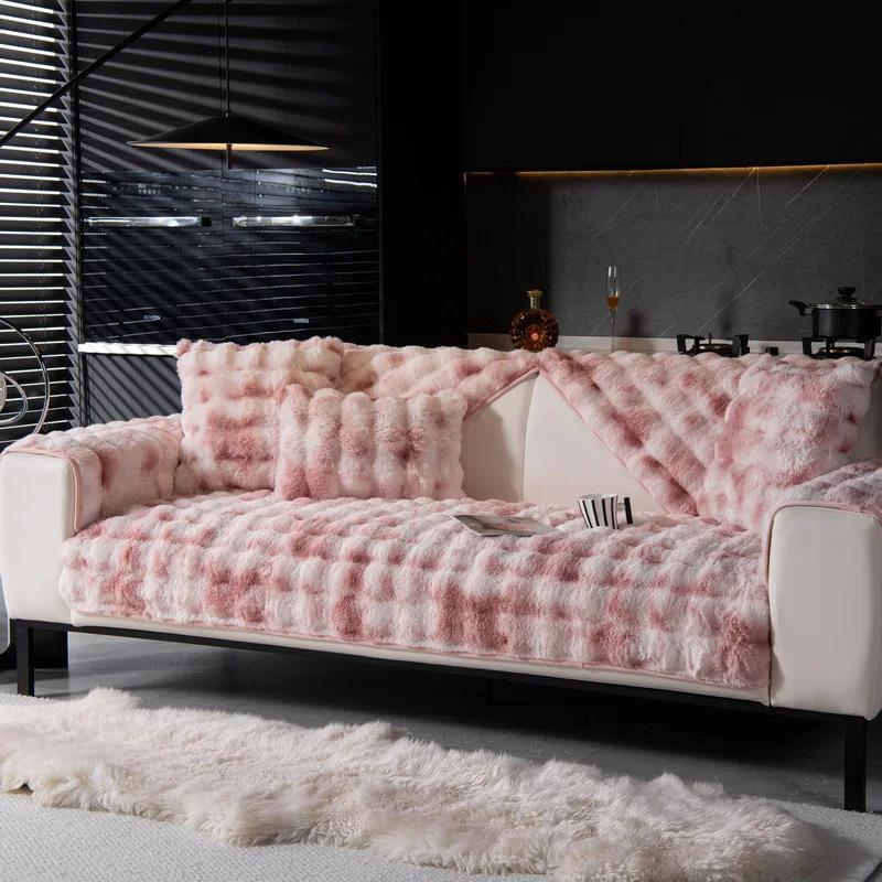 Soft Plush Sofa Towel Thicken Winter Warm Sofa Cover For Living Room Universal And Anti-slip Sofa Mat Couch Cushion Home Decor