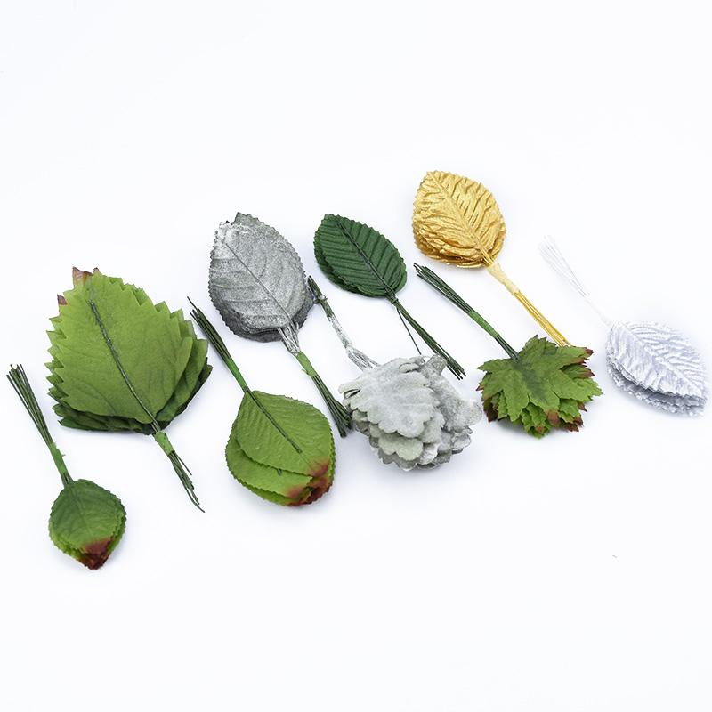 12 Pieces Vases for Home Decoration Accessories Scrapbooking Wedding Decorative Flowers Wreaths Silk Leaves Artificial Plants