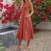 Women's Bohemian Round Neck Ruffle Sleeve Color Summer Casual Dresses