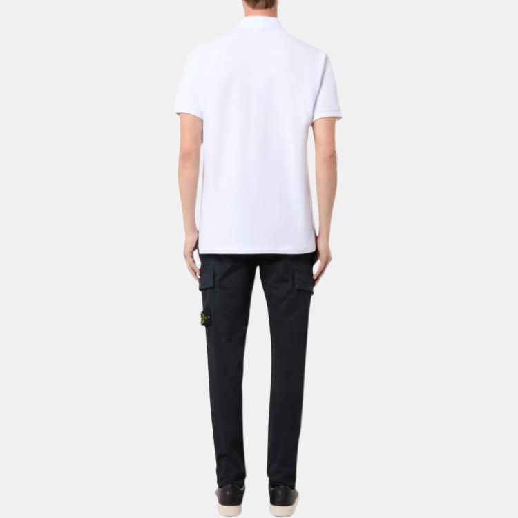 STONE ISLAND Logo Knopf Kurzarm Polohemd Herren Polohemden Weiß K1S1522000-2RS0039-V0001