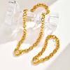 Stainless Steel Plated 18K Gold Round Cross Chain Heart Buckle Necklace, Women'S Jewelry Nc-