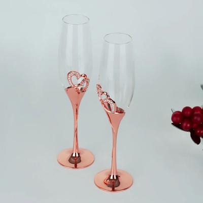 Calice da champagne oro rosa set su piede alto vetro regalo di nozze al vetro vetro a forma di diamante a cuore vetro cristallo bicchiere da vino rosso