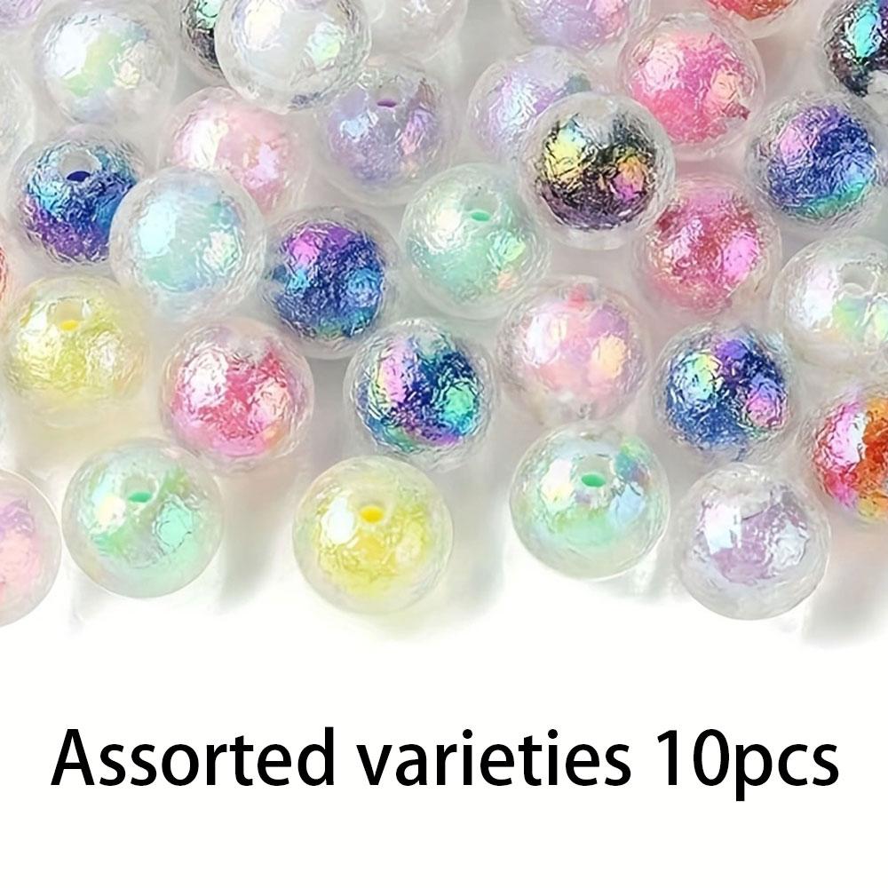 5/10/20pcs Sweet Candy Color Summer Fashion Colorful Rainbow Color Plated Glacier Beads Acrylic Through Hole Round Beads DIY Phone Chain