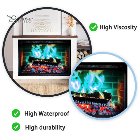 Removable PVC Wall Decor Fireplace Flame Decal, Vintage European Background Sticker, Self-Adhesive Decal Waterproof Mural for Living Room Dining Space