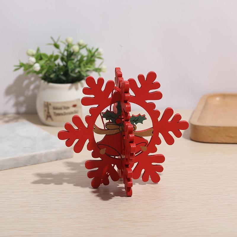 Cute Wooden Christmas Ornaments Star Xmas Tree Bell Xmas Tree Hanging Embellishments Crafts DIY Holiday Hanging Decor