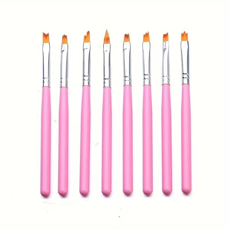8Pcs Set Multifunctional Mix Shape Petal Painting Gel Nail Art Brush Oblique Gradient Smudge Nail Flower Drawing Sawtooth Pen