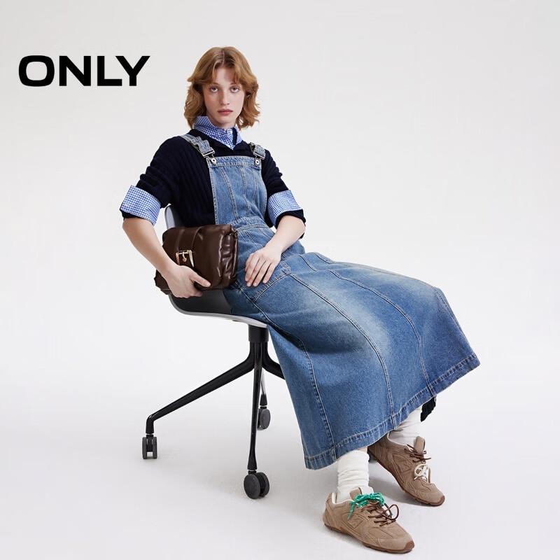 ONLY Women's Vintage Distressed Denim Strap Maxi Dress