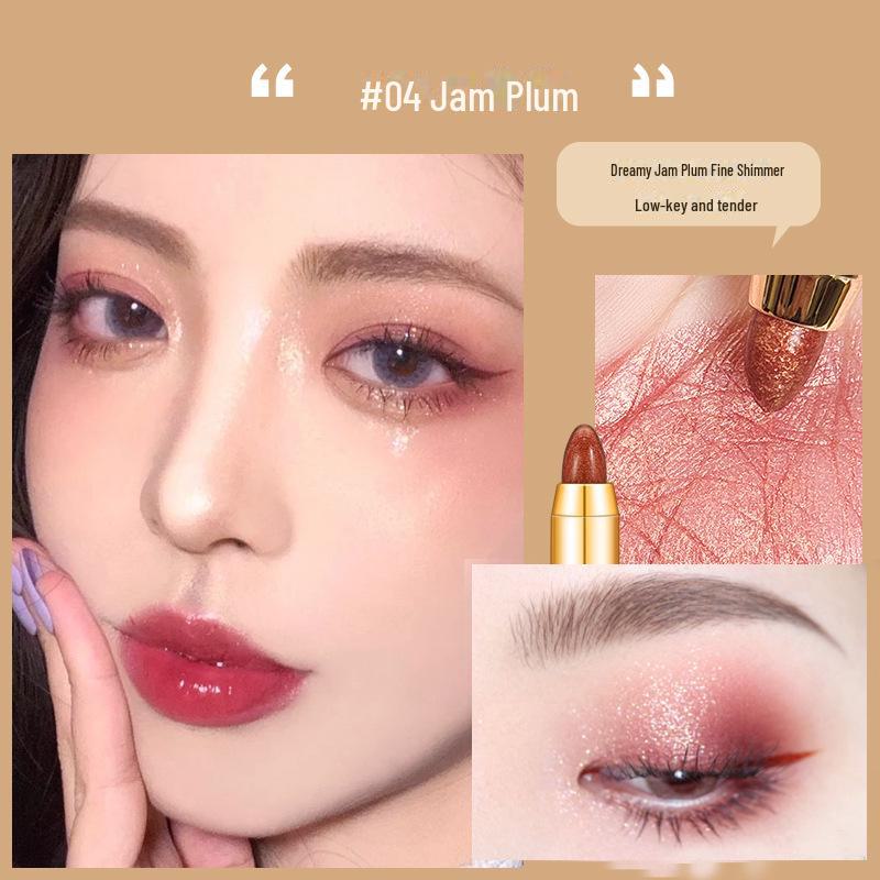 Seidiger Hochglanz-Lidschattenstift mit Doppelkopf: Wasserfest, schweißfest, perlmuttartiger Glitzer, wischfestes Konturieren.