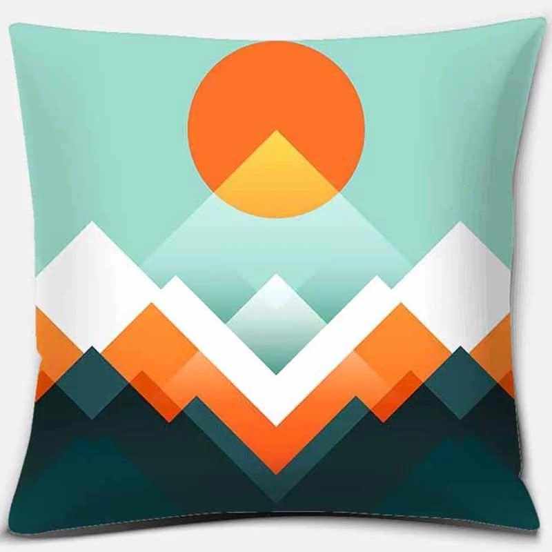 Home Decor Geometric Mountains Colorful Birds Pillow Covers Pattern Cushion Cover Suitable For Sofa Bedroom Car Pillow Cover