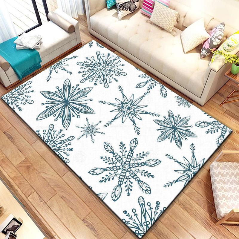 Art Snow Christmas HD-bedruckter großer Teppich, Teppich für Wohnzimmer, Schlafzimmer, Sofa, Dekoration, rutschfeste Fußmatten