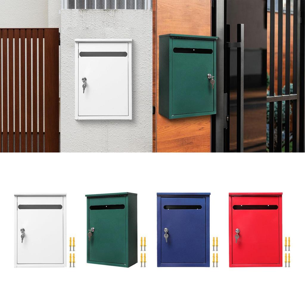 Wall Mount Locking Mailbox Townhouse Weatherproof Office Corridor Office Business Villa Area Family Residence Metal Post Box