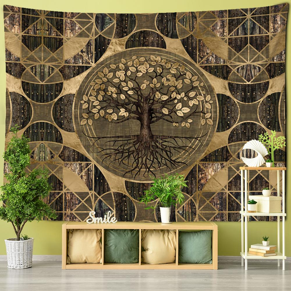 Tree of Life Background Cloth Tapestry Psychedelic Polyester Fabric Printed Bohemian Style Wall Hanging Home Decor