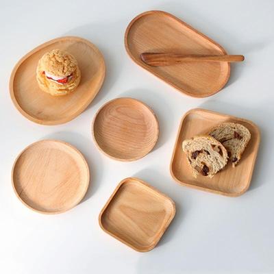 Tavă din lemn de fag, Farfurie pentru desert, sushi, gustări, fructe, Lemn, Decorativ, Platou de servire, Farfurii mici, Ovală, Pătrată, Rotundă, Veselă