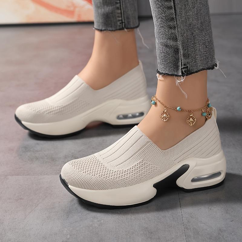 Women'S Spring Fashion Sneakers, Breathable Mesh Upper, Cushioned Air, Slip-On Casual Sports Shoes, Running Shoes, Women Shoes